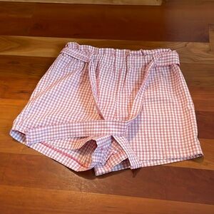 Red and white gringam shorts.